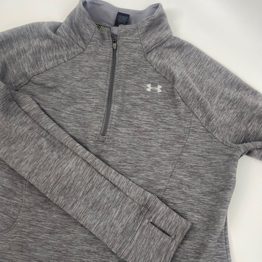 Under Amour Gray 1/4 Zip Pullover Athletic Top With Reflective Materials Size XL